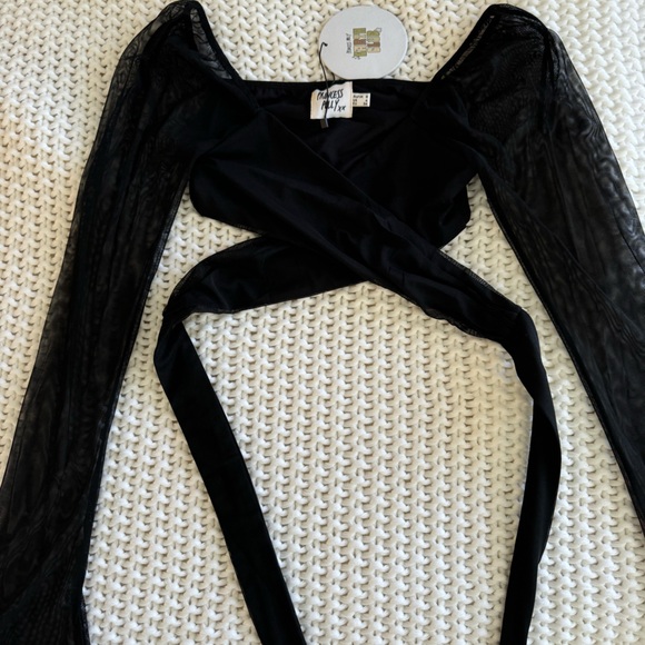 Princess Polly black mesh tie top - Picture 3 of 4